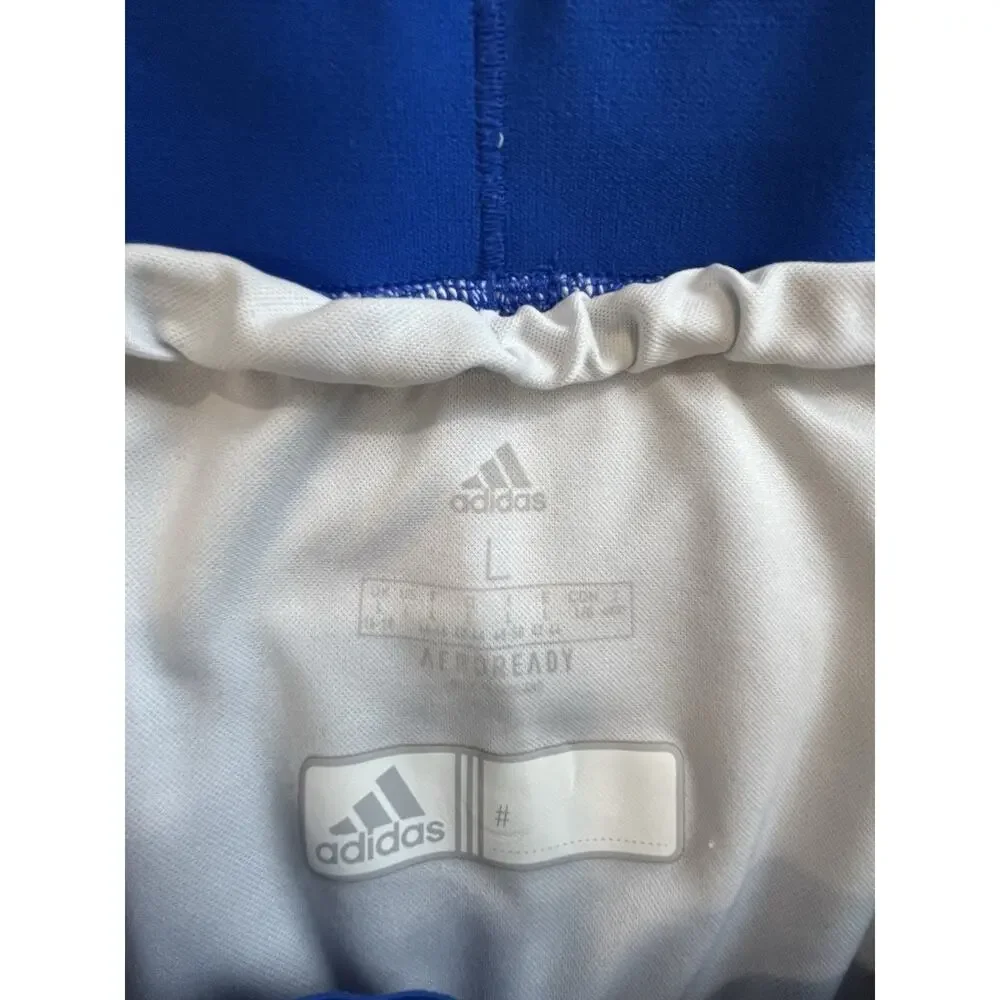 adidas AEROREADY Men's Blue/White Athletic Shorts Elastic Waist Solid L